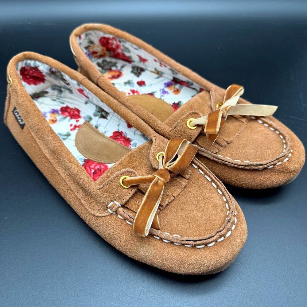 Cabelas Shoes Womens 10 M Casual Slip On Cozy Lined Moccasins Brown